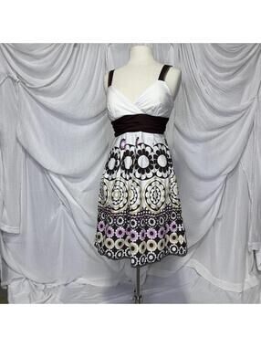 Y2K Preppy Indie City Triangle Floral Print Mini Dress Size 9